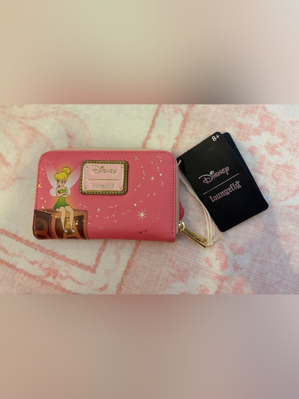 Disney Loungefly Pink Gold Peter Pan Compact Wallet